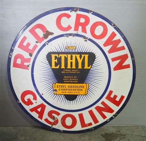 Red Crown Ethyl Gasoline Double Sided Metal Sign Diameter Mayo