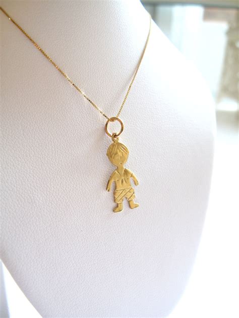 Beautiful 14k Solid Gold Boy Charm Necklace On Luulla