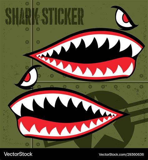 Flying tiger shark mouth sticker vinyl on green Vector Image