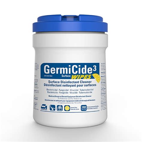 GermiCide 3 Surface Disinfectant Wipes, Regular 6" x 7", 160/tub ...