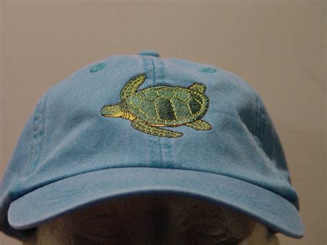 Sea Turtle Hat Embroidered Men Women Marine Wildlife Cotton Etsy