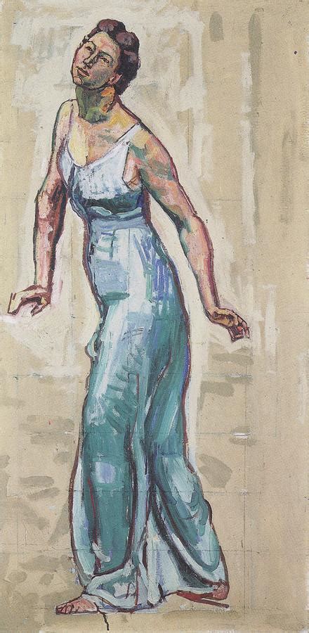 Schreitende Frauenfigur In Blauem Gwand Painting By Ferdinand Hodler