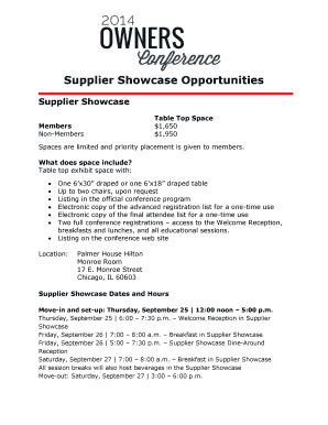 Fillable Online Supplier Showcase Opportunities Supplier Showcase Fax