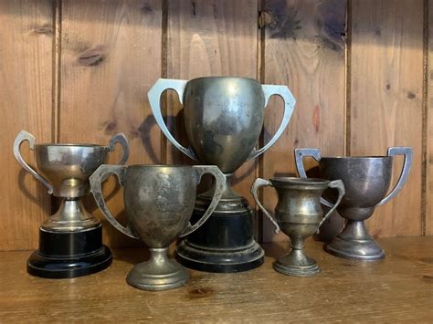 Vintage Collection Of 5 Silver Plate Sporting Trophies Cups Sporting