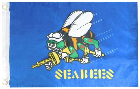 Us Navy Seabees Blue Polyester 12x18 Boat Car Flag