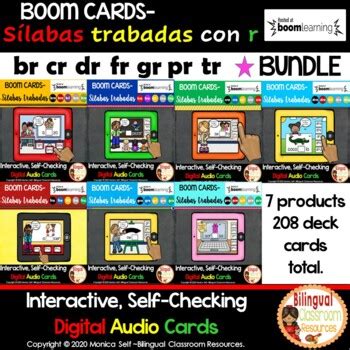 Sílabas trabadas con R Grupos consonánticos BOOM Cards TPT