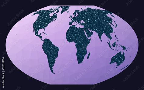 Abstract Telecommunication World Map McBryde Thomas Flat Polar Quartic