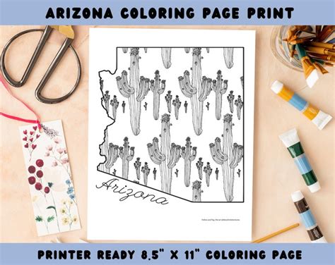 Arizona Coloring Page Map Arizona Digital Download Arizona Coloring Books Arizona Printable