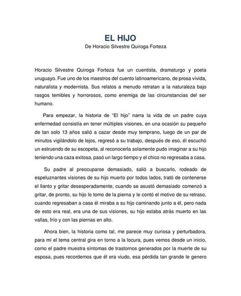 Critica Literaria De El Hijo De Horacio Quiroga