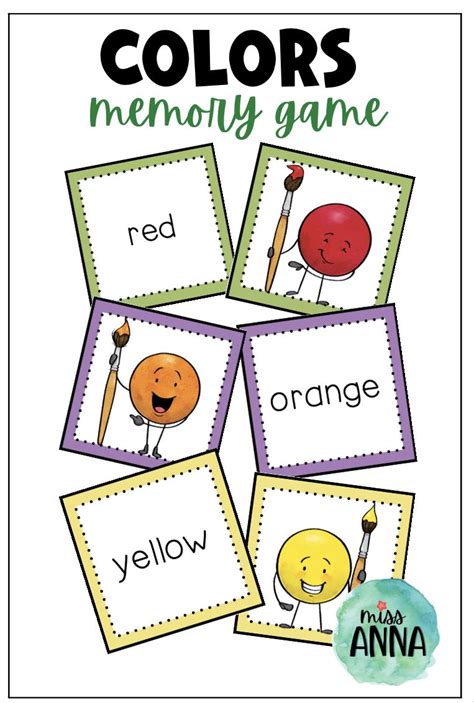 Colors MEMORY GAME | Memory games, Creative worksheets, Color