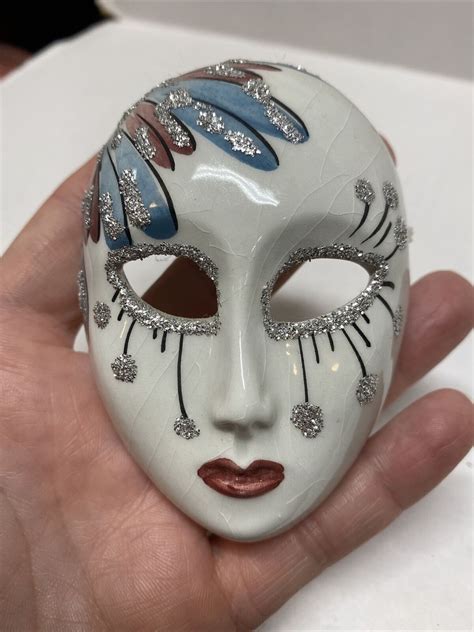 Vintage Ceramic Mask Hand Painted Small 3 38 Pre Owned Ebay