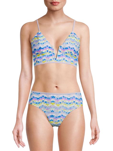 Time And Tru Women S And Women S Plus Size Wave Print Bikini Top Walmart