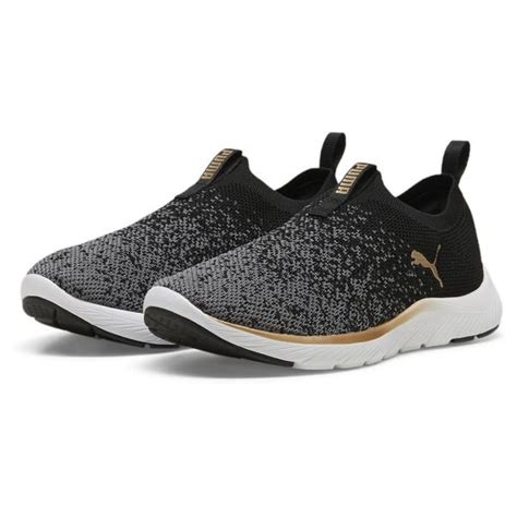 Softride Remi Slip On Knit Wn S Puma Black Puma Gold Cool Dark Gray