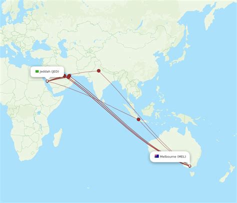 All Flight Routes From Jeddah To Melbourne Jed To Mel Flight Routes