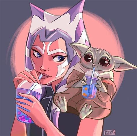 Ahsoka Tano On Instagram “bubble Tea With Grogu By Jaylerdoodles Ahsokatano Ahsoka