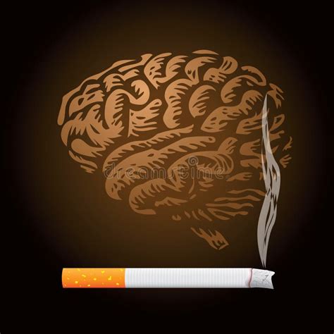 Cigarette and human brain stock illustration. Illustration of ...