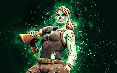 Download Wallpapers Ghoul Trooper With Rifle 4k Turquoise Neon Lights
