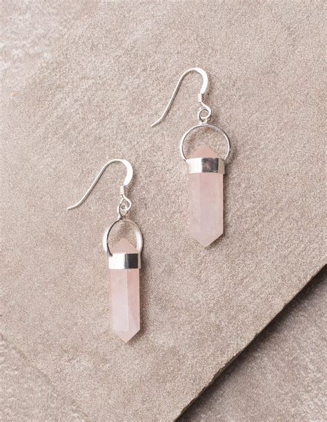 Rose Quartz Double Terminated Earrings — Sivana