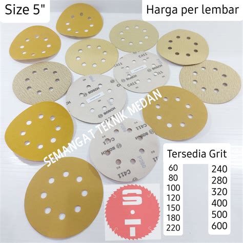 Jual KERTAS PASIR AMPLAS BULAT VELCRO SANDING DISC 5 125mm BOSCH