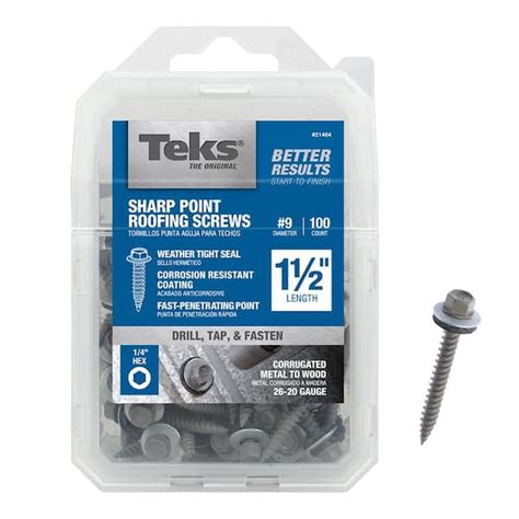 Teks 9 X 1 1 2 In External Hex Zinc Plated Steel Hex Washer Head