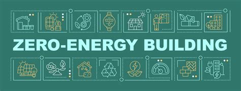 Net Zero Energy Building Word Concepts Dark Green Banner Alternative