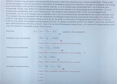 Solved Caljuice Company Has Decided To Introduce Three Fruit Chegg