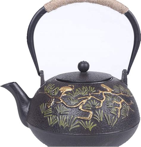 Amazon Ruika Japanese Tetsubin Cast Iron Teapot Pine Black Kettle