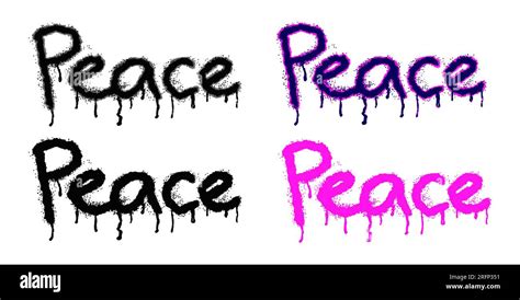 Text Peace Is Written With Aerosol Spray Paint In Black And Pink