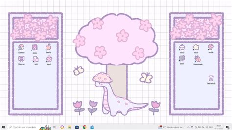 Kawaii Dino Theme Cute Desktop Organizer Icon Cursor Background Set ...