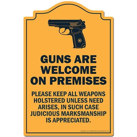 Signmission P 812 Guns Are Welcome On 12 X 8 In Guns Are Welcome On Premises Novelty Sign