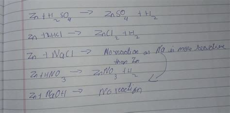 What happens when zinc granules are treated with dilute solutionof H2SO4, HCl, HNO3, NaCl and ...