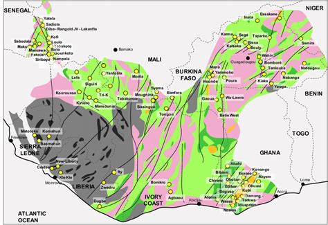 Simplified Geological Map Of West African Craton Showing Settings Of