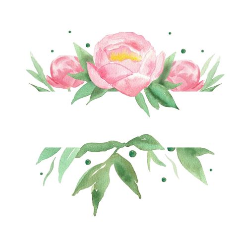 Premium Photo Watercolor Painting Of Two Pink Peonies And A Green