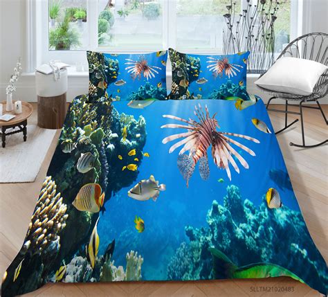 Wenjialing Fashionable 3d Sea Printing Duvet Cover Set Highend Bedding