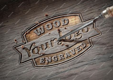 Premium PSD | A wood panel with wood carving that says wood carving on ...