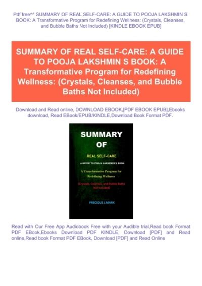 Pdf Free Summary Of Real Self Care A Guide To Pooja Lakshmin S Book A