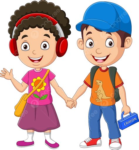 Happy School Kids Vector Design Images Happy School Kid Cartoon Go To