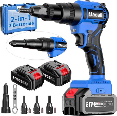 Amazon Uaoaii Cordless Rivet Tool W Batteries Dual Use In