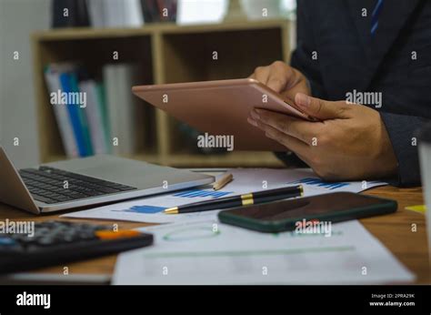 Person Businessman Holding Tablet Digital Communication Technology