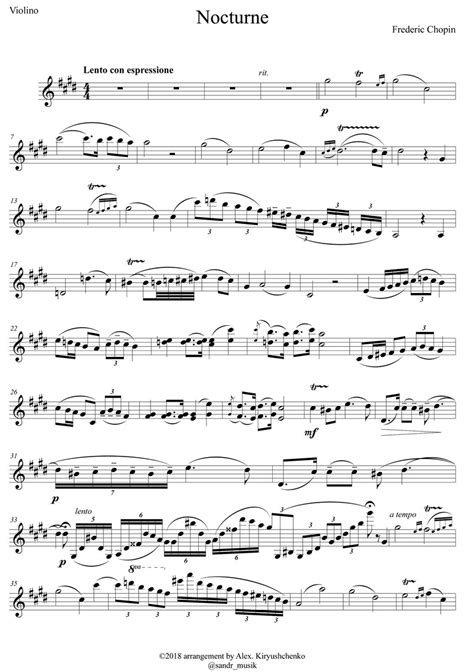 Nocturne Frederic Chopin Sheet Music Arrangement For Etsy