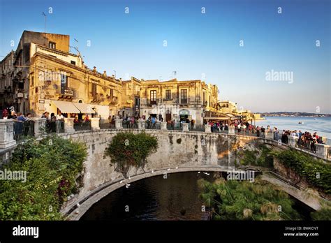 Seaside Promenade Fonte Aretusa Ortigia Syracuse Sicily Italy