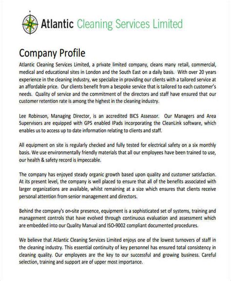 Writing Company Profile Templates Writing Company Profiles Pdf