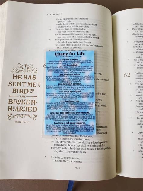 Laminated Prayer Card Litany For Life Pro Life Litany Etsy