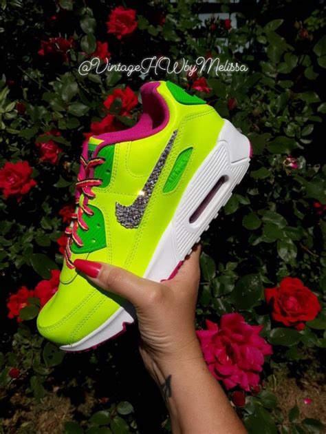 Swarvoski Crystal Jeweled Air Max 90 Volt Fire Pink Etsy