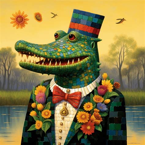 Mardi Gras Whimsical Alligator Art Free Stock Photo Public Domain