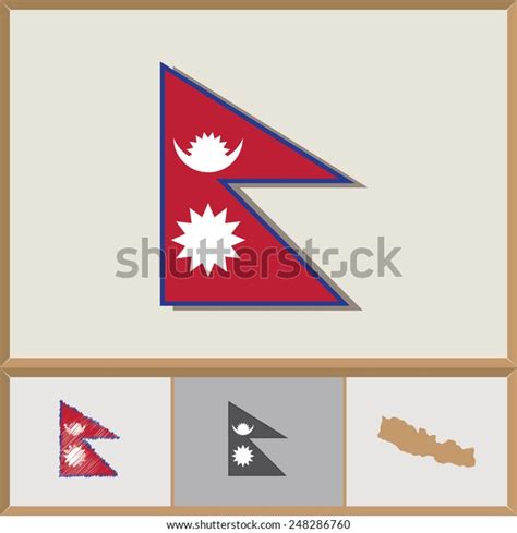 National Flag Country Silhouette Nepal Stock Vector Royalty Free