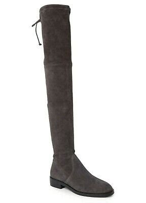 NEW Stuart Weitzman Jocey Suede Over The Knee Boots Slate Grey Women