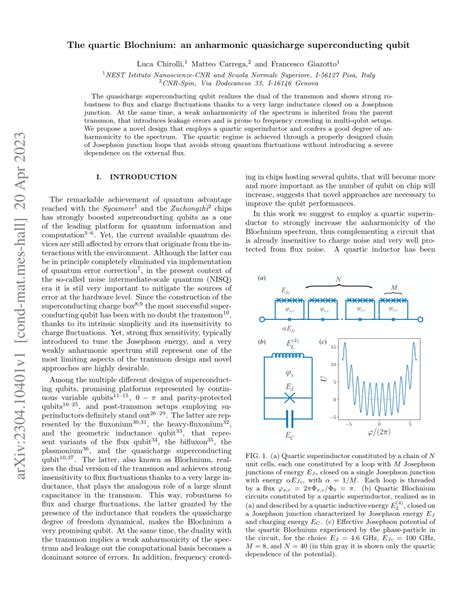 PDF The Quartic Blochnium An Anharmonic Quasicharge Superconducting