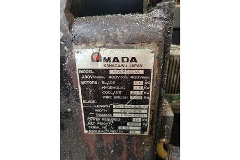 Used 20 X 20 AMADA HFA 500CNC FULLY AUTOMATIC HORIZONTAL BAND SAW