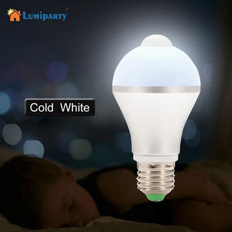 LumiParty E26 7W Motion Activated Light Bulb 14LED PIR Infrared Motion